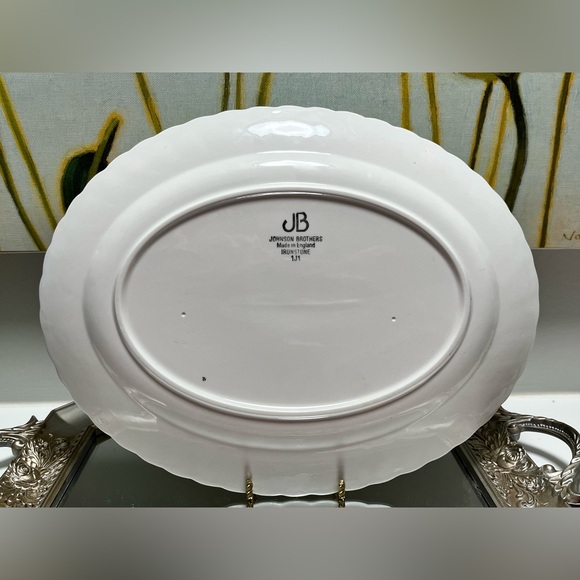 Johnson Brothers Ironstone England 12in Serving Tray Pink Flowers - Picture 5 of 6